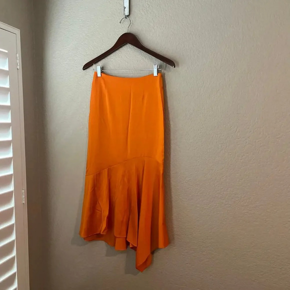& Other Stories Orange Asymmetrical Midi Skirt - Picture 3 of 7